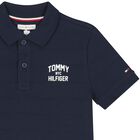 Boys Navy Blue Logo Polo Shirt, 1, hi-res