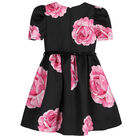 Girls Black & Pink Roses Dress, 1, hi-res