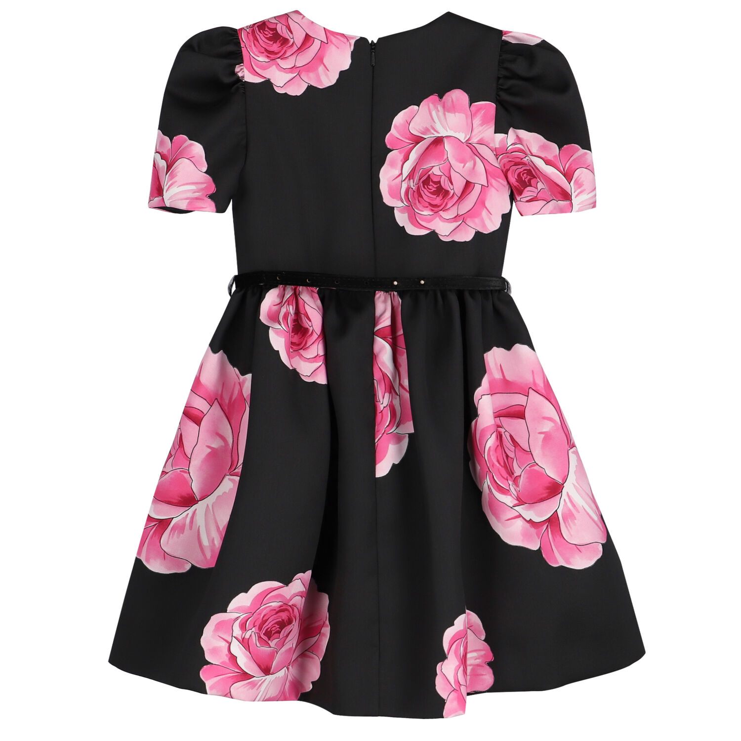 Girls Black & Pink Roses Dress, 1, hi-res
