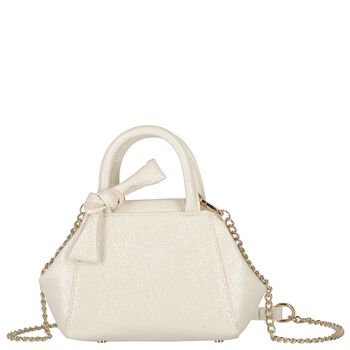 Girls Ivory Faux Leather Handbag ( 21cm )