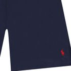 Boys Navy Blue Logo Swimshorts, 1, hi-res
