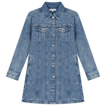 Girls Blue Denim Logo Dress