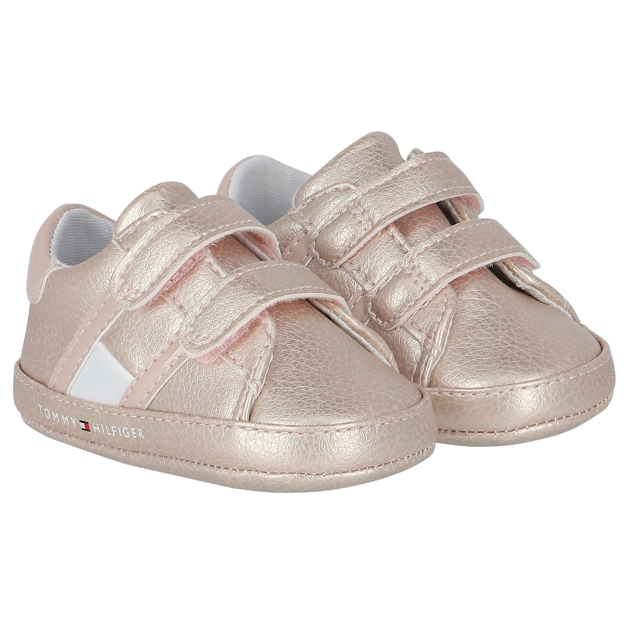 Tommy Hilfiger Baby Girls White Silver Glitter Pre Walker Shoes Junior Couture UK