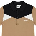 Boys Beige Logo Polo Shirt, 1, hi-res