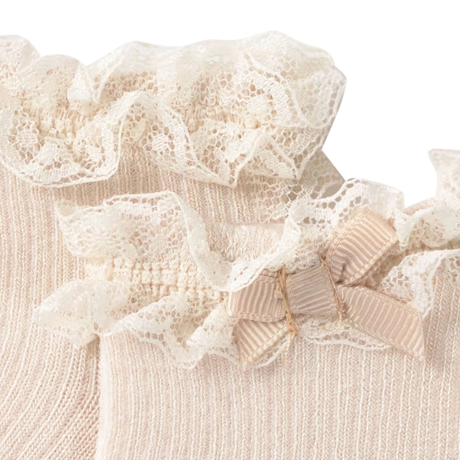Baby Girls Beige Lace Socks, 5, hi-res