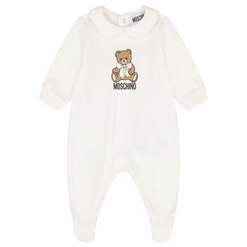 White Teddy Bear Logo Babygrow
