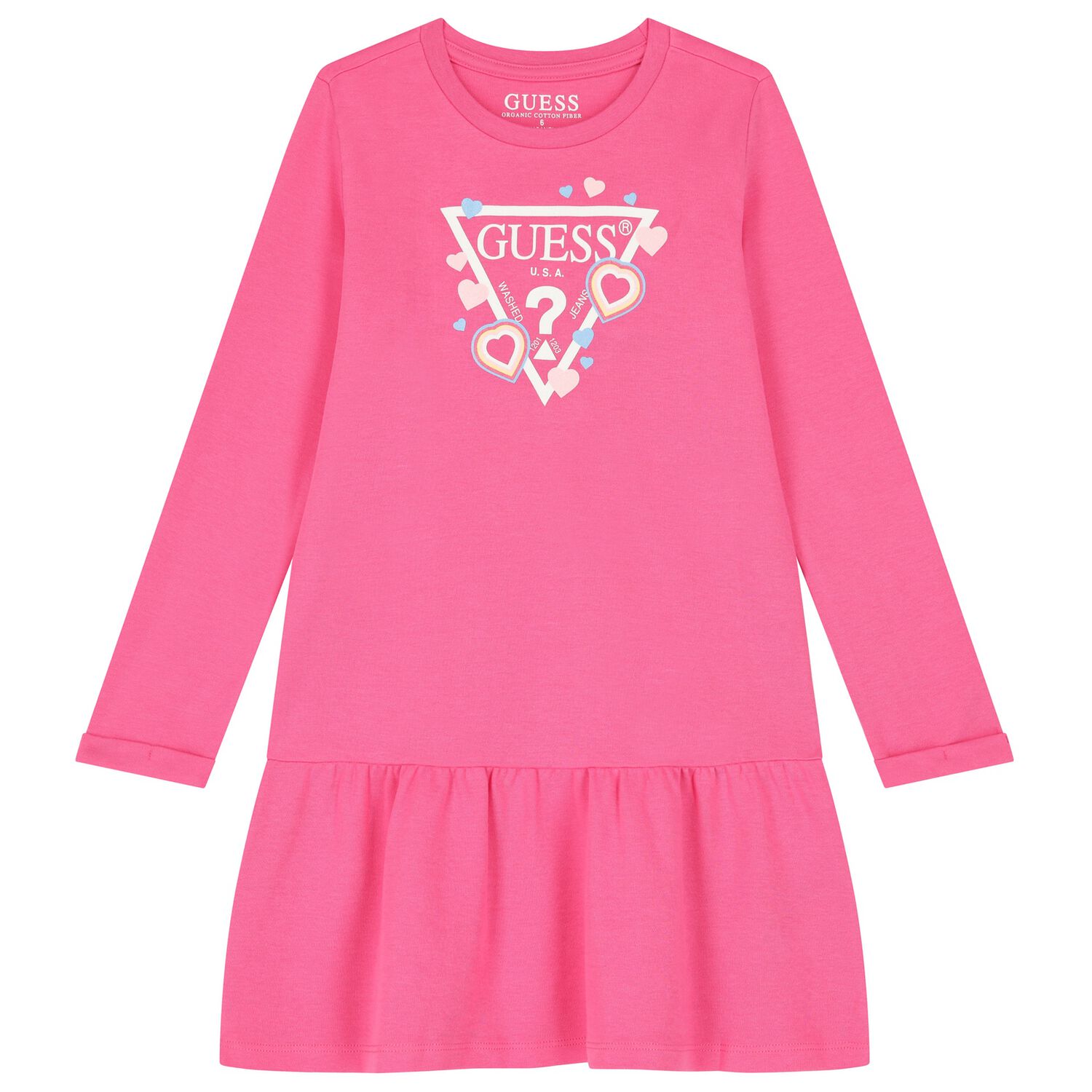 Girls Pink Logo Dress, 3, hi-res
