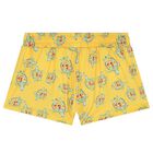 Girls Yellow Turtle Shorts, 1, hi-res