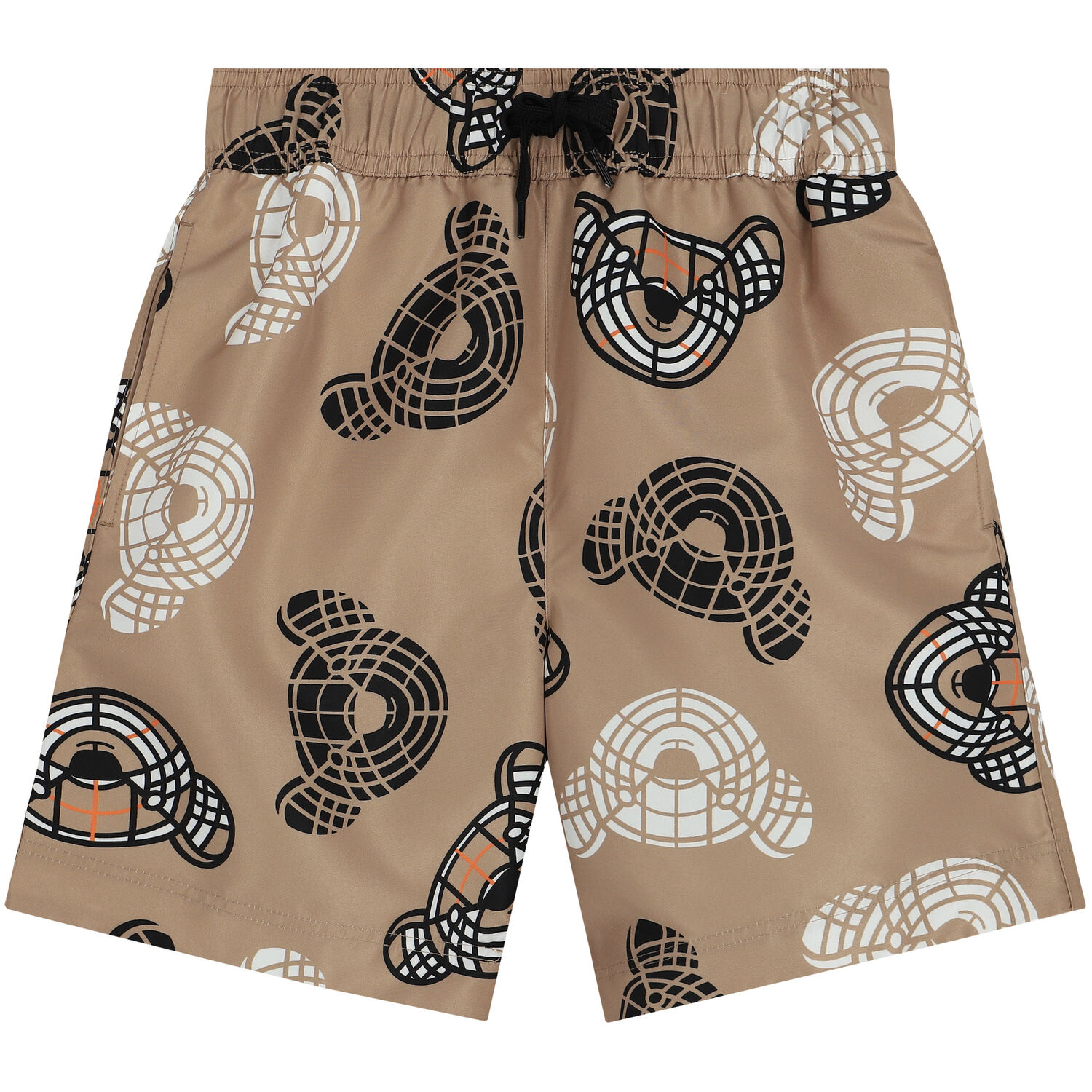 Boys Beige Thomas Bear Swim Shorts, 1, hi-res