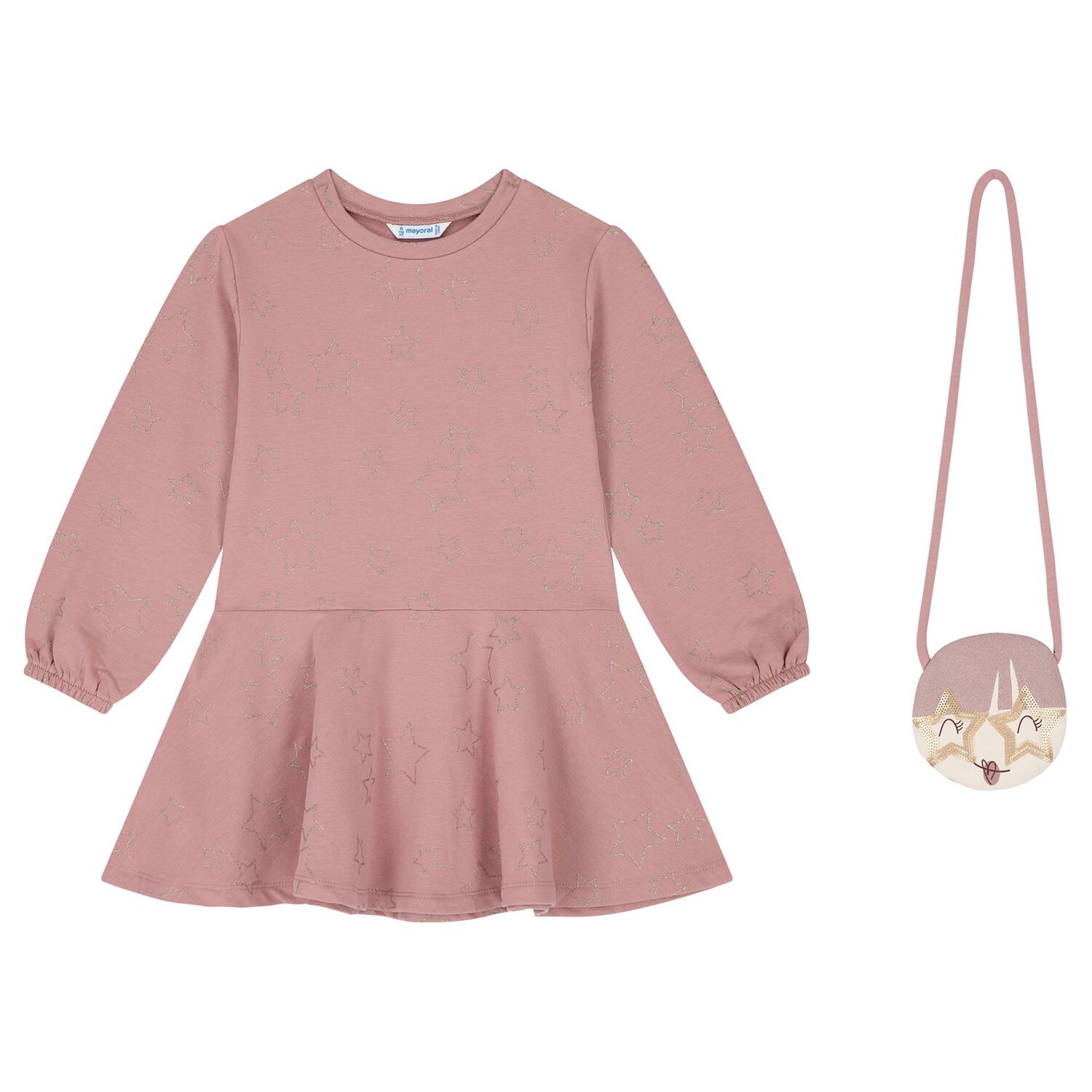 Girls Pink Star Dress Set, 1, hi-res image number null