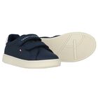 Boys Navy Blue & White Logo Trainers , 1, hi-res