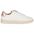 Girls White & Rose Gold Logo Trainers, 1, hi-res