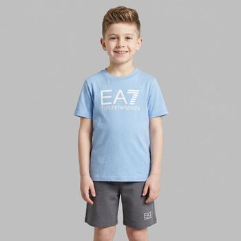 Boys Blue & Grey Logo Shorts Set