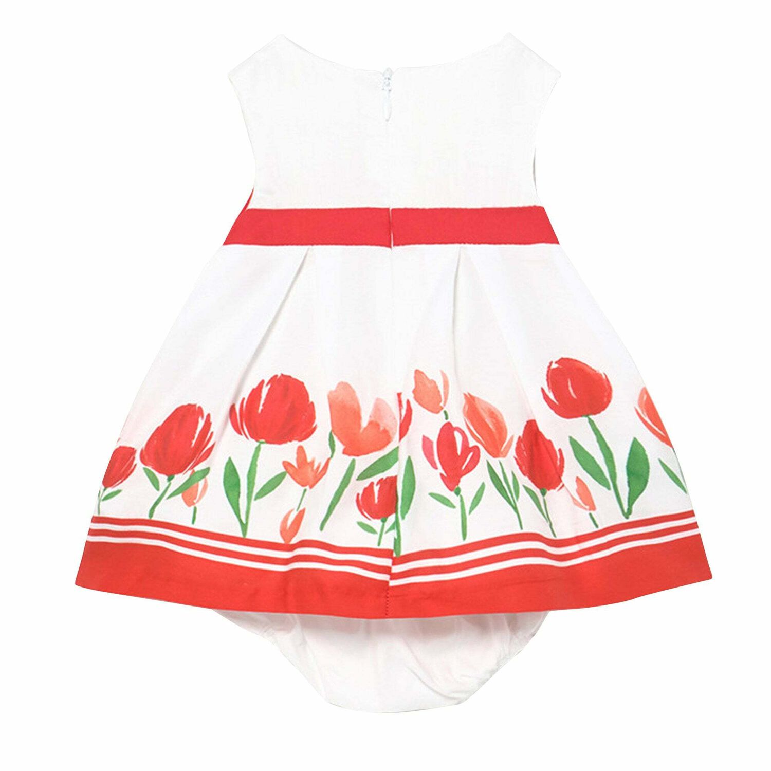 Baby Girls White & Red Floral Dress , 1, hi-res image number null
