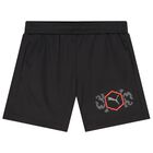 Boys Black Logo Shorts, 1, hi-res