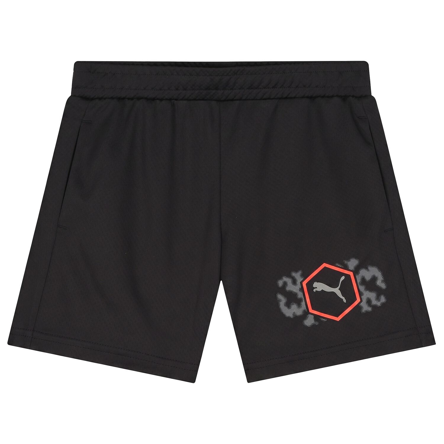 Boys Black Logo Shorts, 1, hi-res