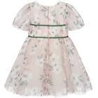 Girls Pink Floral Tulle Dress, 1, hi-res