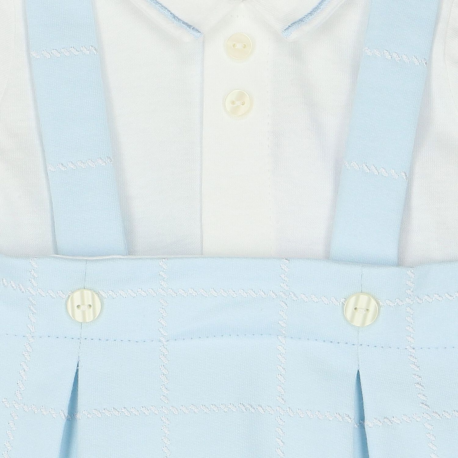 Baby Boys White & Blue Romper, 1, hi-res