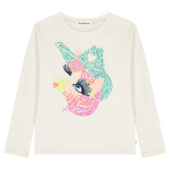 Girls Ivory Horse Long Sleeve Top