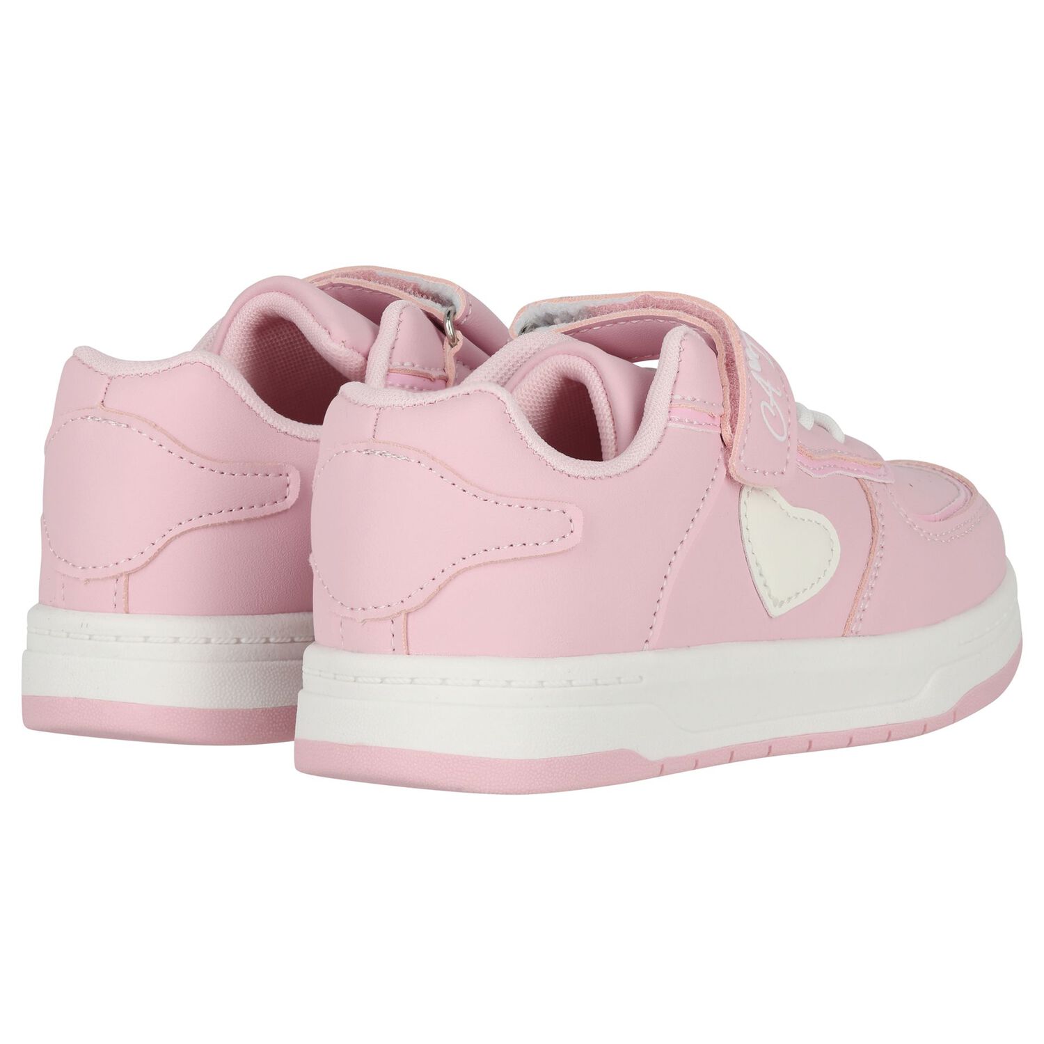 Girls Pink Heart Trainers, 1, hi-res