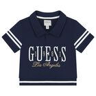 Girls Navy Blue Logo Shorts Set, 1, hi-res