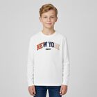 Boys White Logo Long Sleeve Top, 2, hi-res