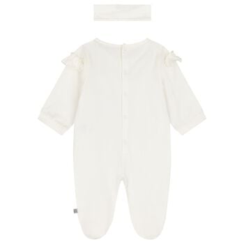 Baby Girls Ivory & Gold Logo Babygrow Gift Set
