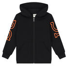 Boys Black Logo Zip Up Top, 1, hi-res