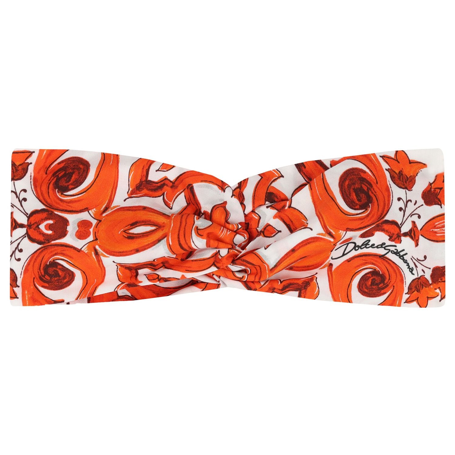Baby Girls White & Orange Majolica Headband, 1, hi-res
