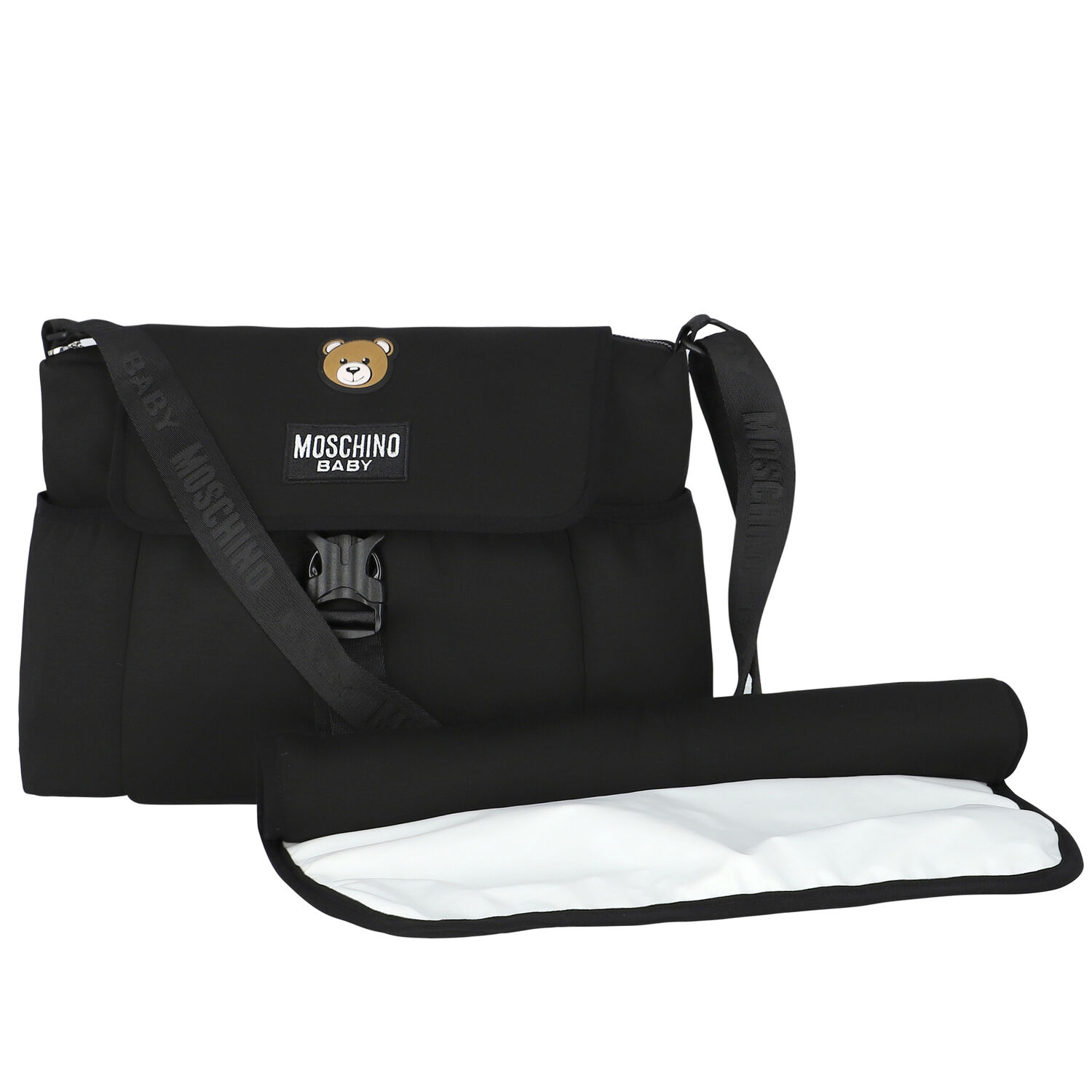 Black Teddy Bear Logo Baby Changing Bag, 1, hi-res image number null