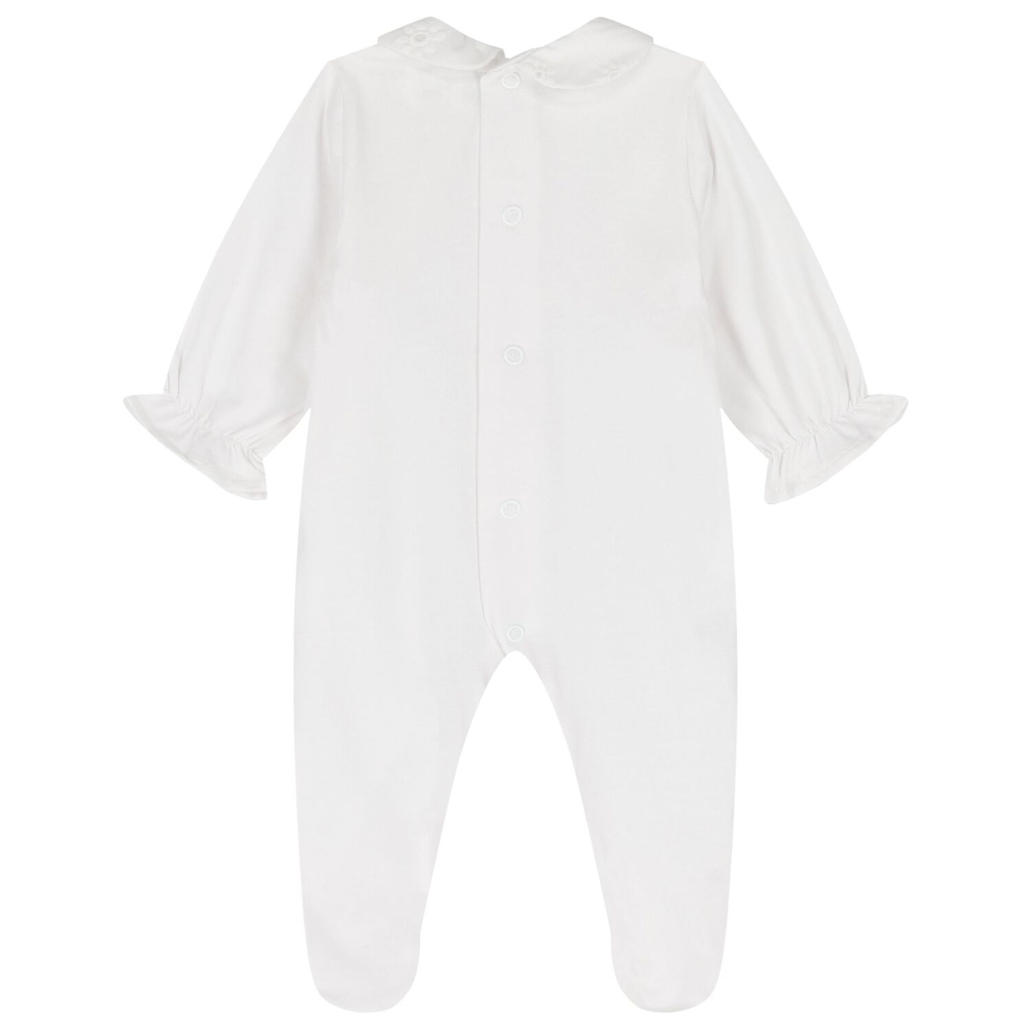 Baby Girls White Ruffled Babygrow, 1, hi-res