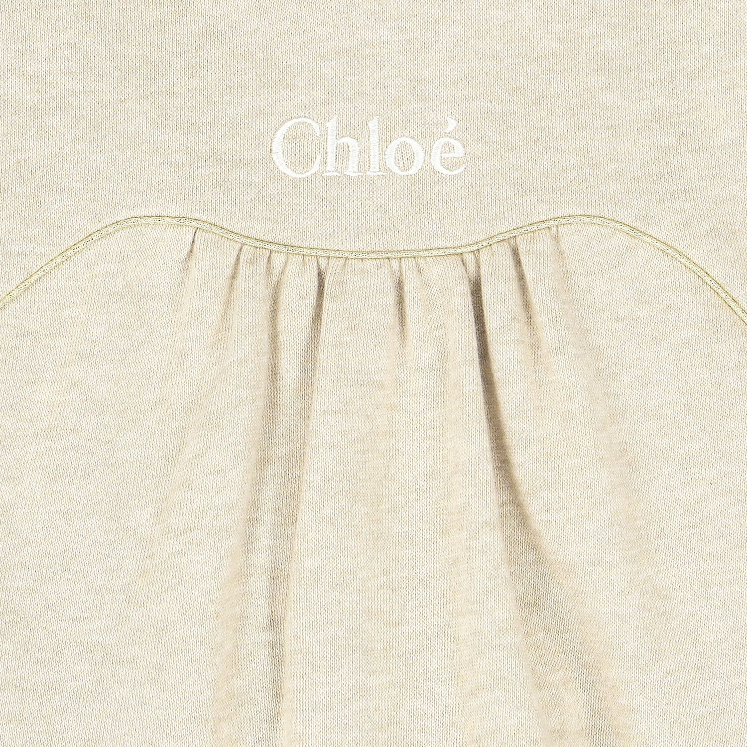 Younger Girls Beige Logo Dress, 1, hi-res