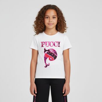 Girls Ivory Pesci Logo T-Shirt