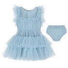 Baby Girls Blue Tulle Dress Set, 1, hi-res