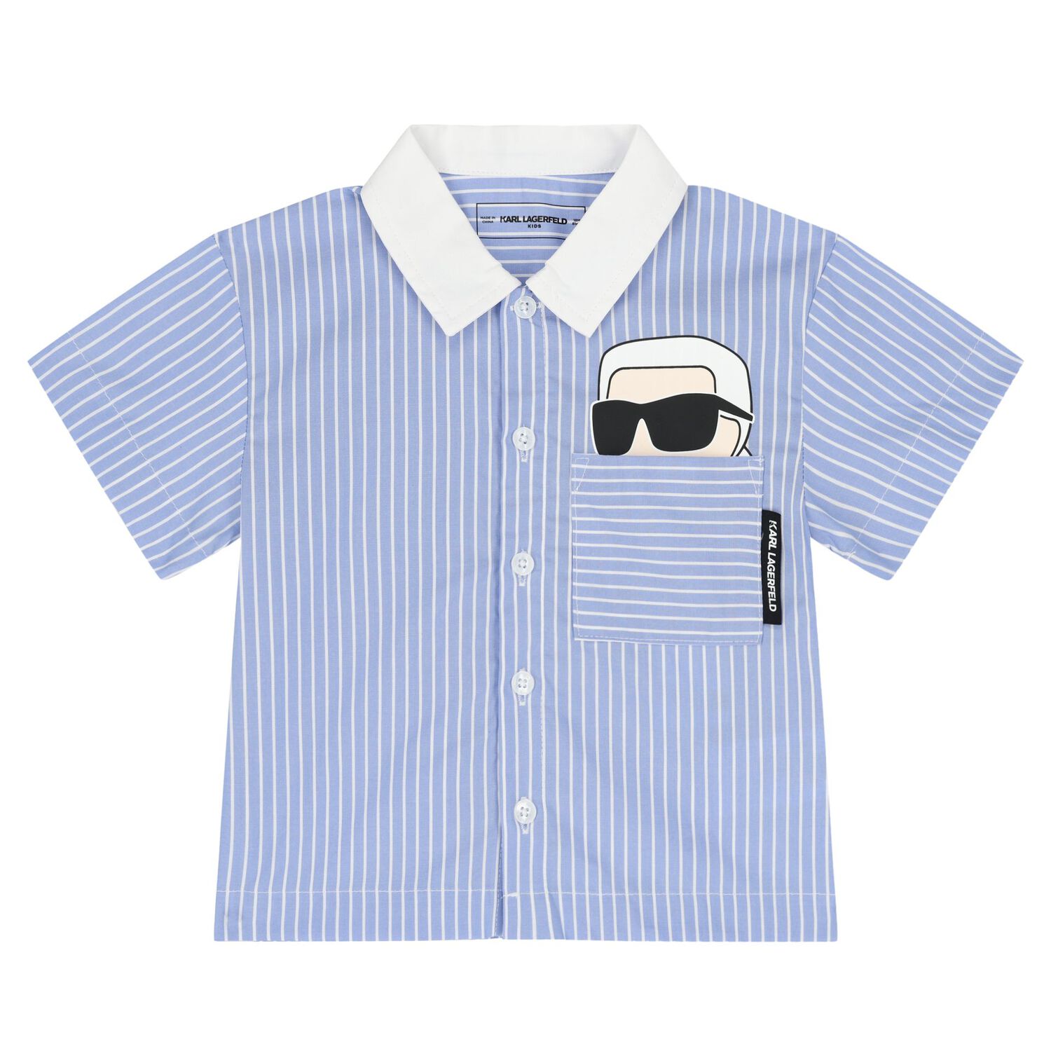 Boys Blue & White Ikonik Karl Shorts Set, 1, hi-res image number null