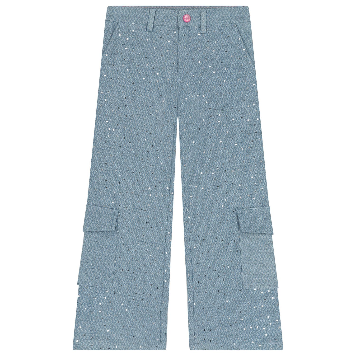 Girls Blue Embellished Trousers, 1, hi-res