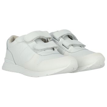 Boys White Logo Trainers