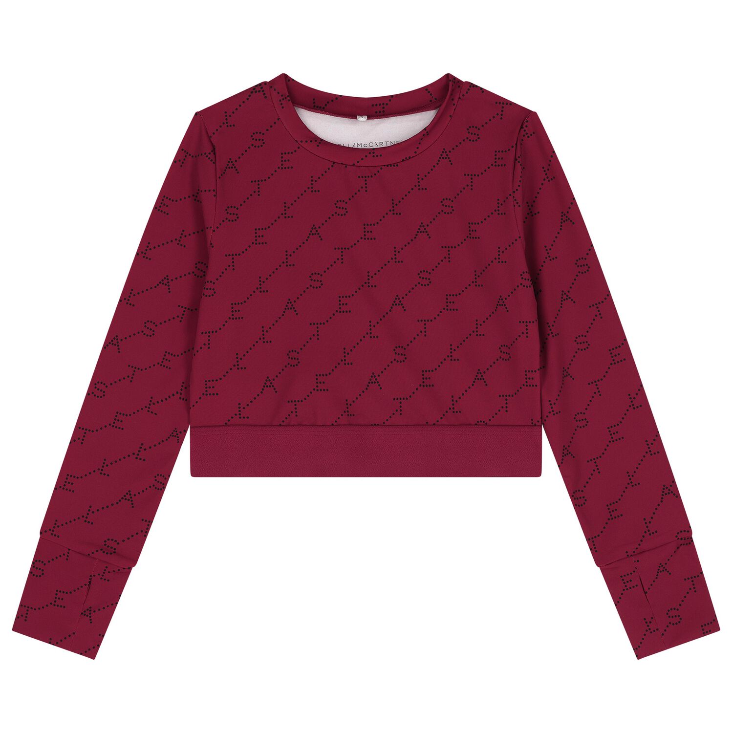 Girls Burgundy Logo Long Sleeve Top, 1, hi-res