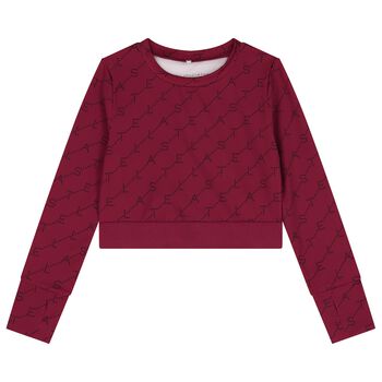 Girls Burgundy Logo Long Sleeve Top
