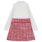 Girls Ivory & Red Tweed Dress, 1, hi-res