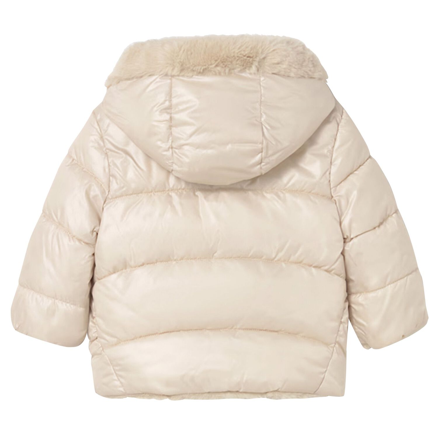 Younger Girls Beige Reversible Faux Fur Jacket, 1, hi-res