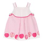 Baby Girls White & Pink Striped Dress, 1, hi-res