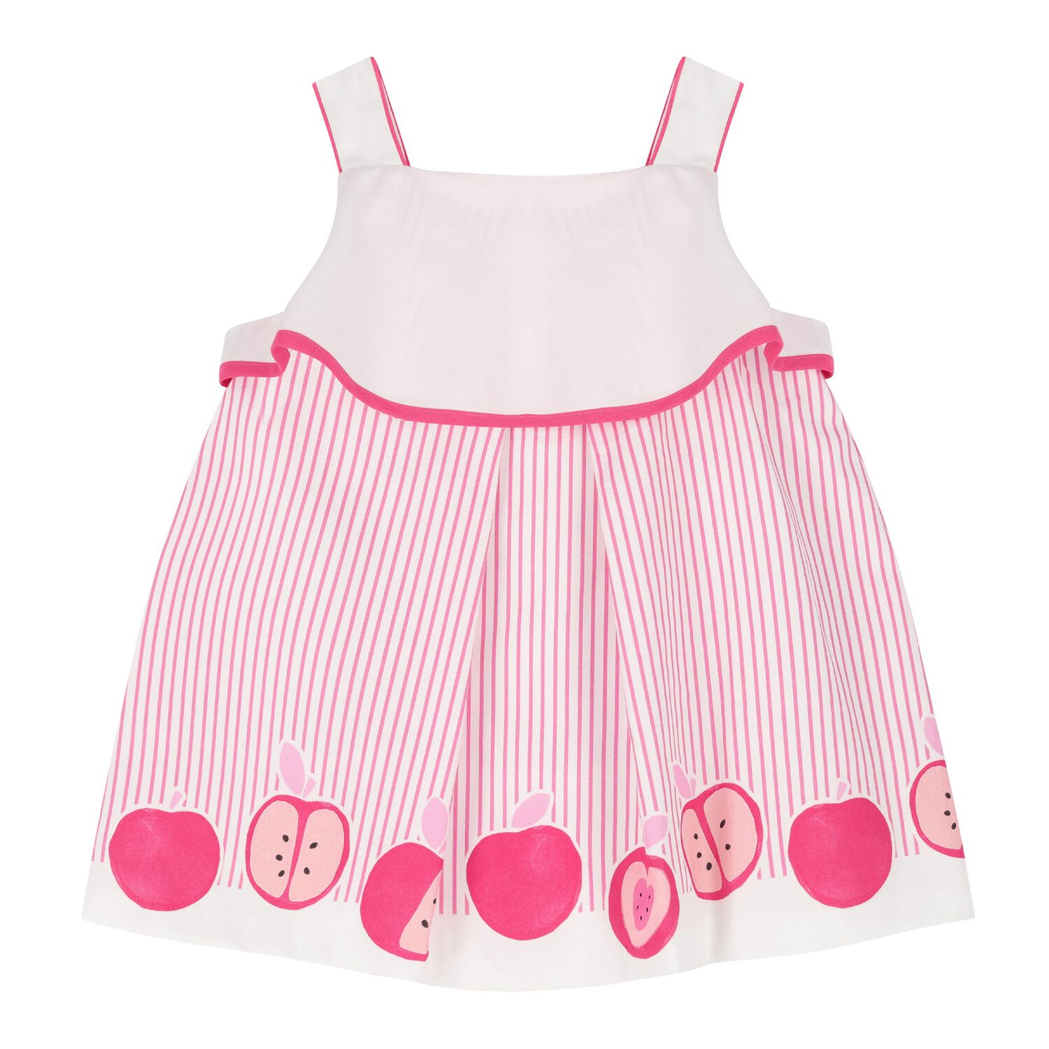 Baby Girls White & Pink Striped Dress, 1, hi-res image number null