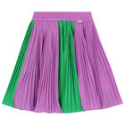 Girls Green & Purple Pleated Skirt, 1, hi-res