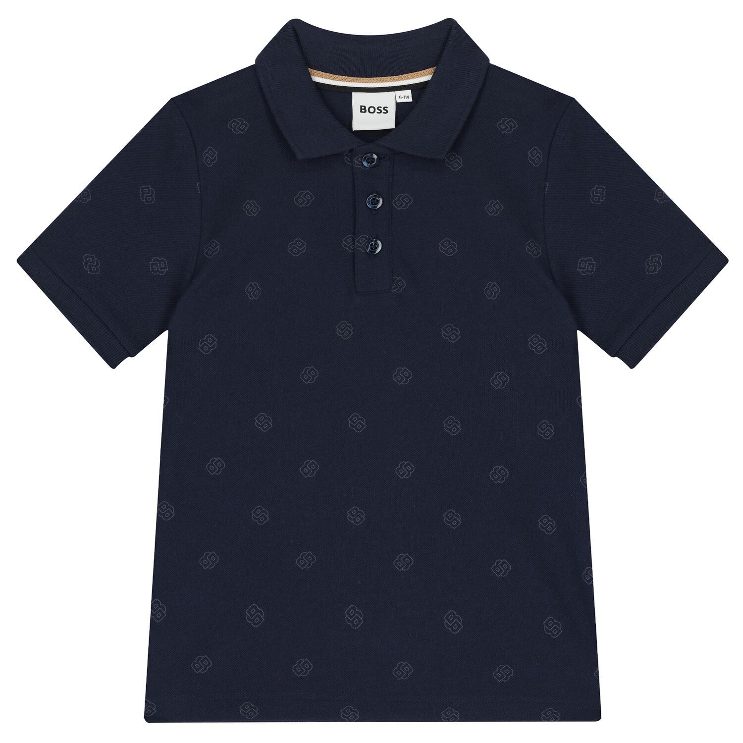 Boys Navy Blue Logo Polo Shirt, 2, hi-res