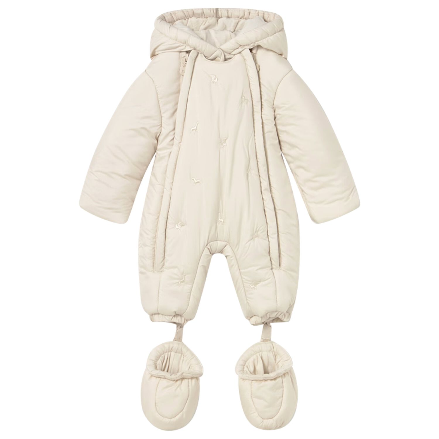 Ivory Embroidered Baby Snowsuit, 2, hi-res