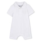 Baby Boys White Logo Romper, 1, hi-res