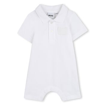 Baby Boys White Logo Romper