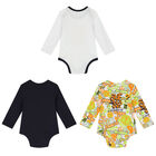 Baby Boys White & Navy Blue Logo Bodysuits (3-Pack), 1, hi-res