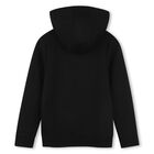 Boys Black Logo Hooded Zip Up Top, 1, hi-res